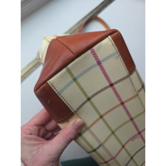 Vintage COACH Tote Heritage Tattersal Plaid X Large Leather Accents Crossbody - Picture 13 of 16